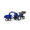 Детский трактор на педалях с прицепом, передним и задним ковшиком Falk 3090W NEW HOLLAND (цвет - синий),  код товара: 3090W